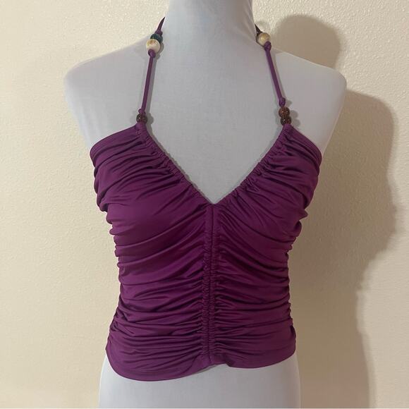 Veronica Beard Nikita purple ruched beaded halter top NEW 8 - Picture 2 of 10